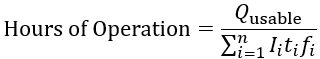 Battery life arithmetic formula